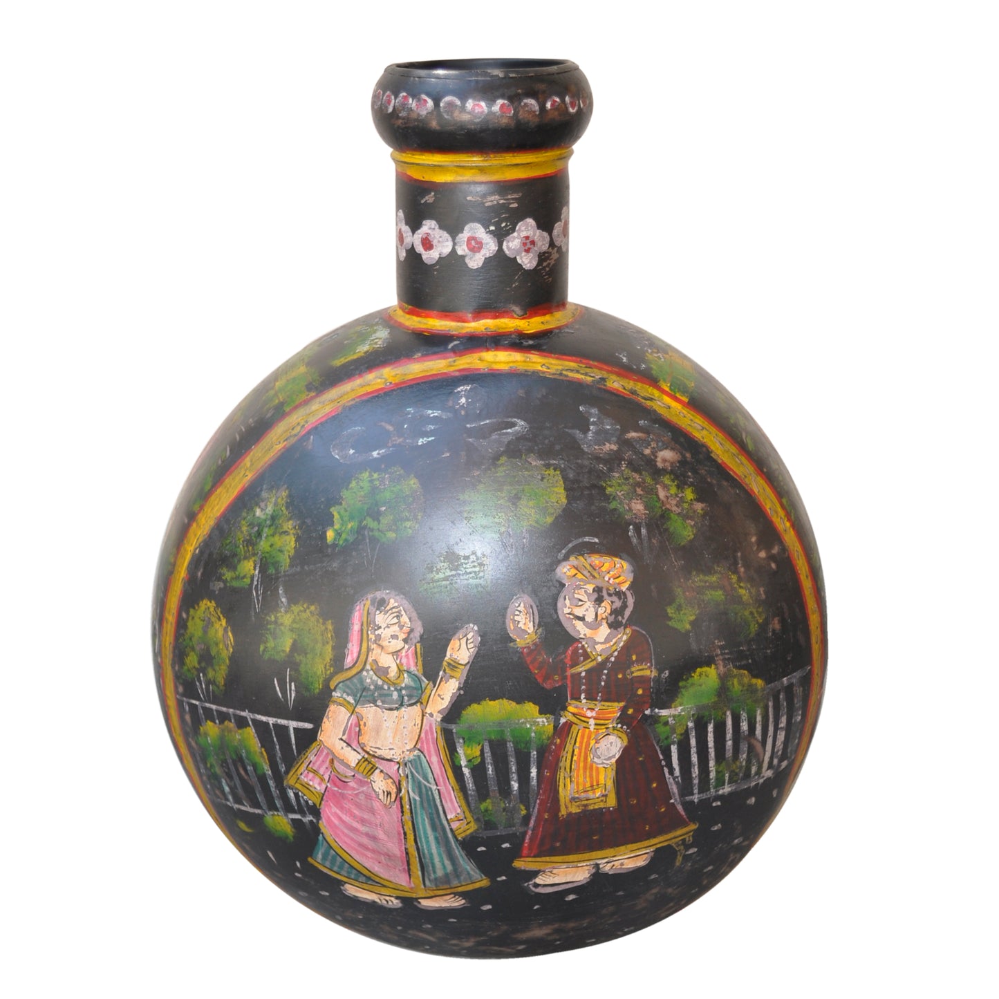 Iron Flower Pot Hand Painted Vintage Decor (R-1039)