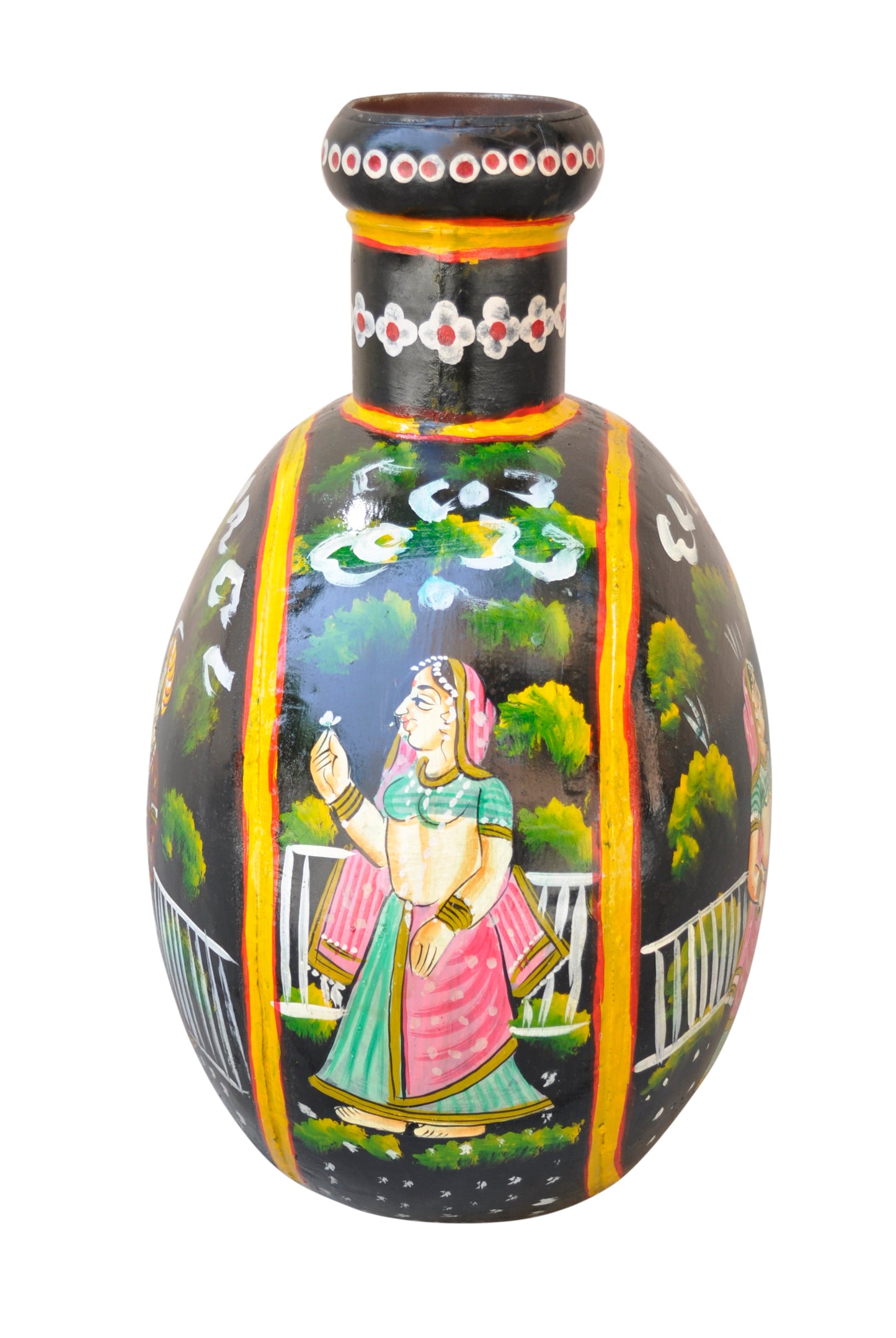 Iron Flower Pot Hand Painted Vintage Decor (R-1039)