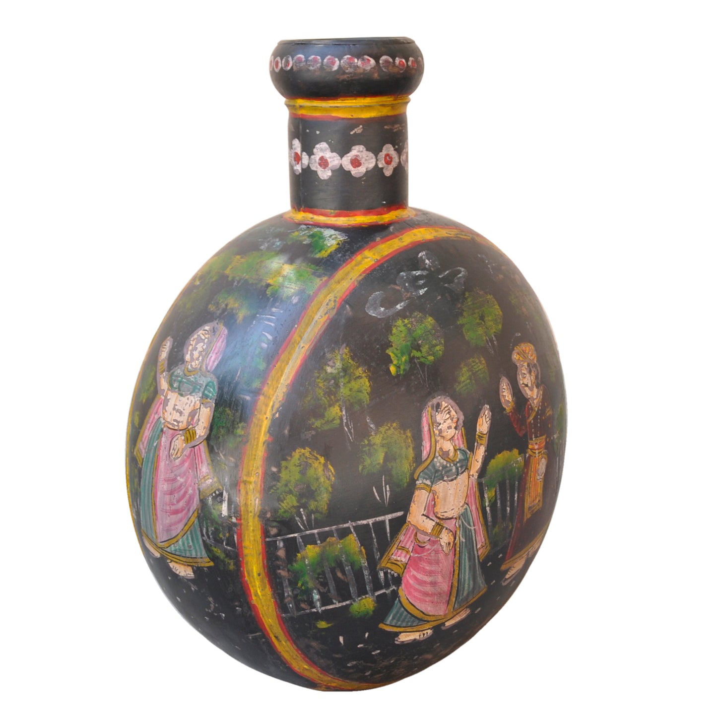 Iron Flower Pot Hand Painted Vintage Decor (R-1039)