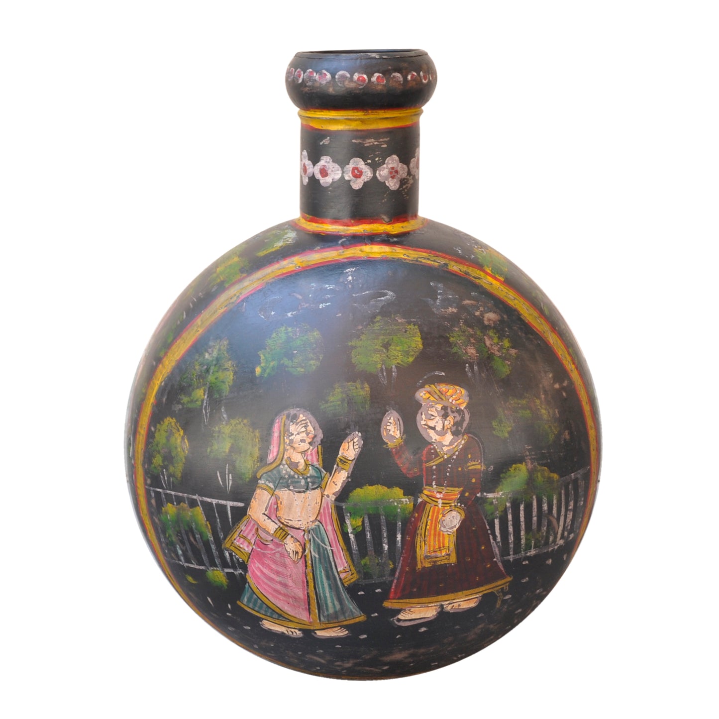 Iron Flower Pot Hand Painted Vintage Decor (R-1039)