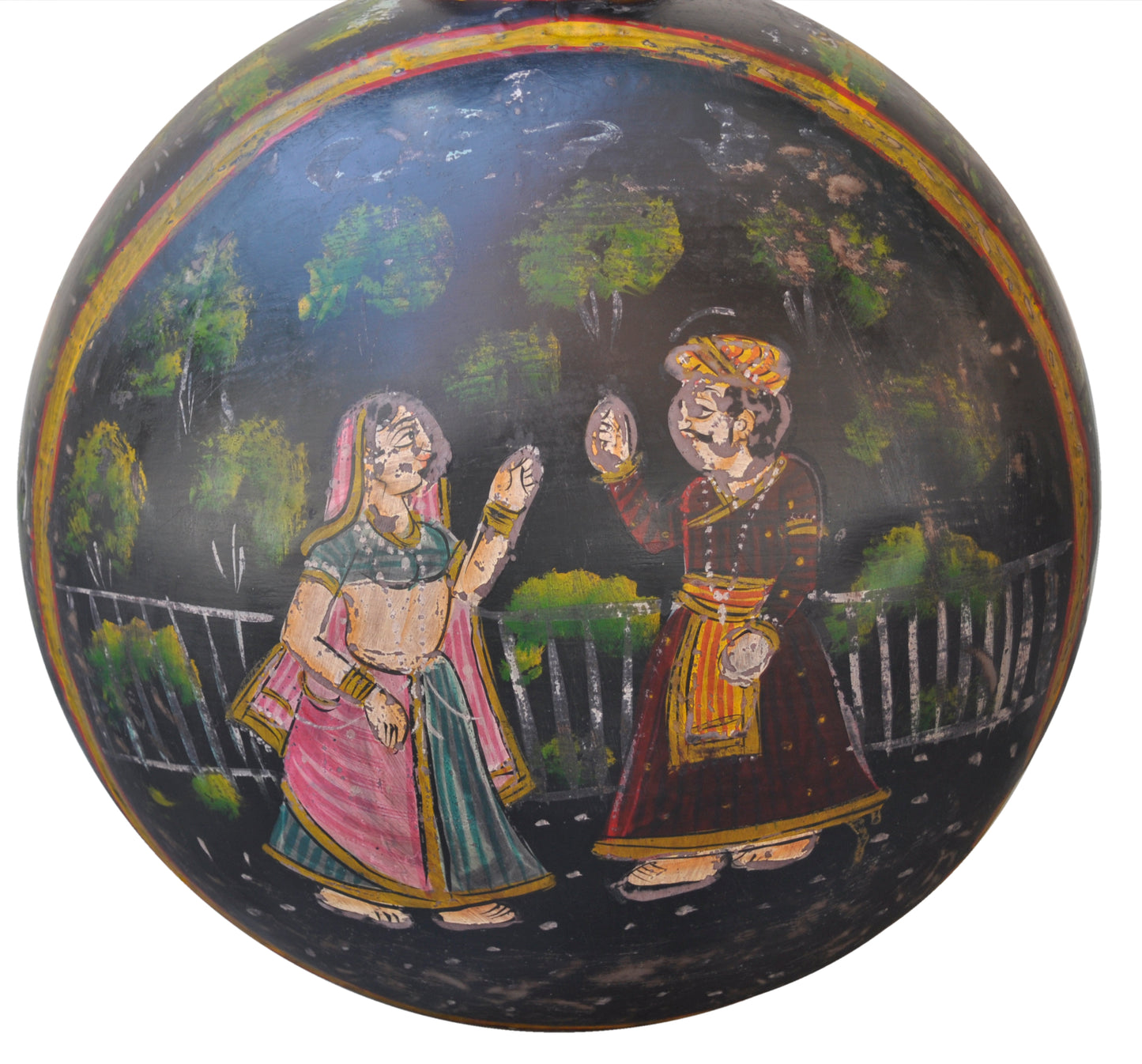 Iron Flower Pot Hand Painted Vintage Decor (R-1039)