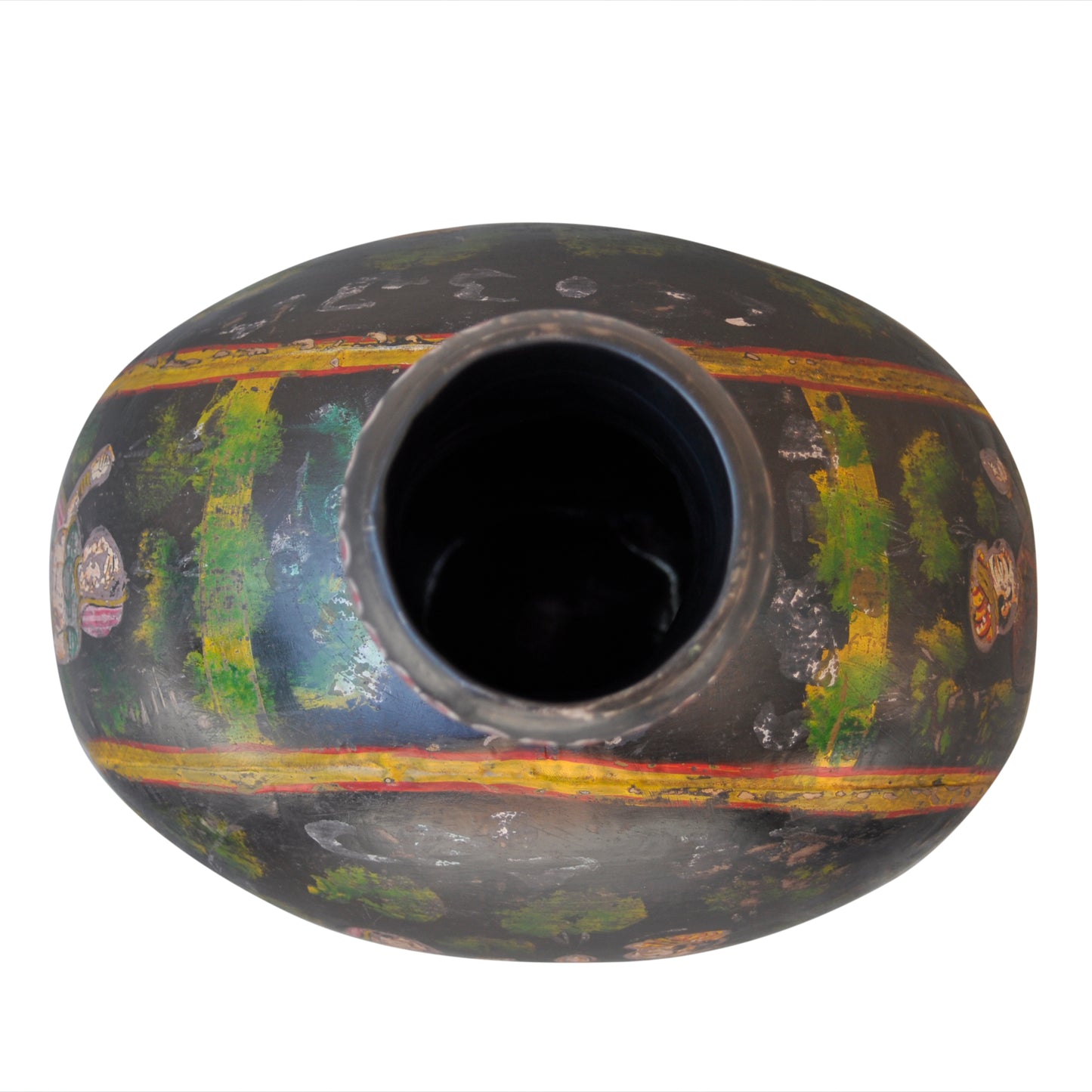 Iron Flower Pot Hand Painted Vintage Decor (R-1039)