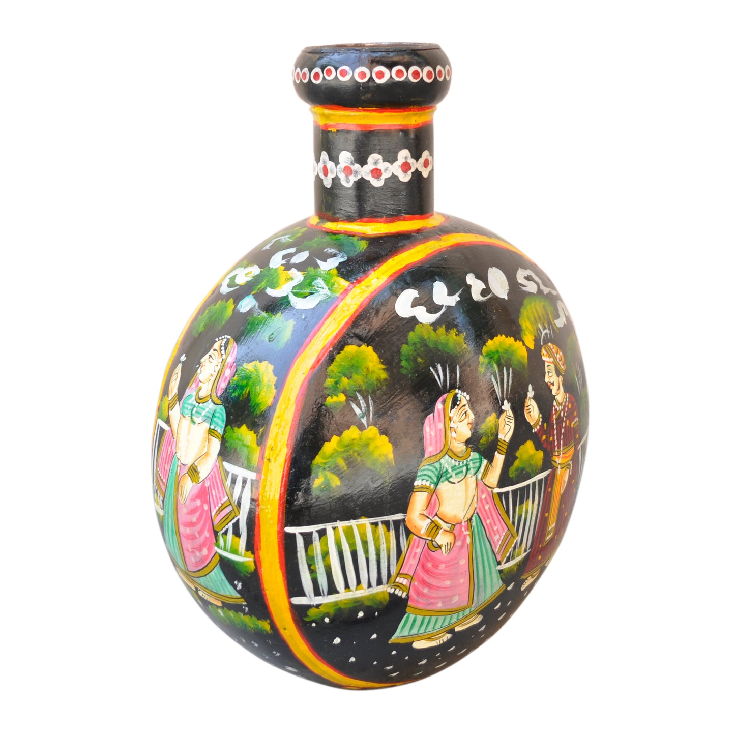 Iron Flower Pot Hand Painted Vintage Decor (R-1039)