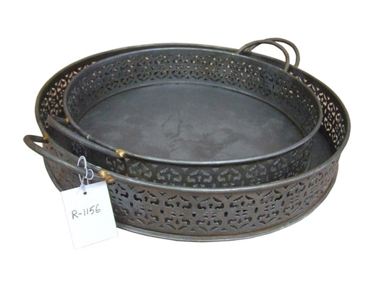 Iron Round Tray S/2 (R-1156)