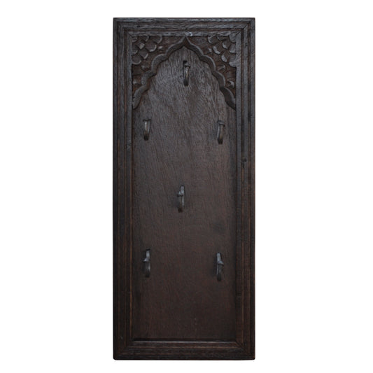 Wood Handcarved Wall Mount Key Holder (R-2294BW)