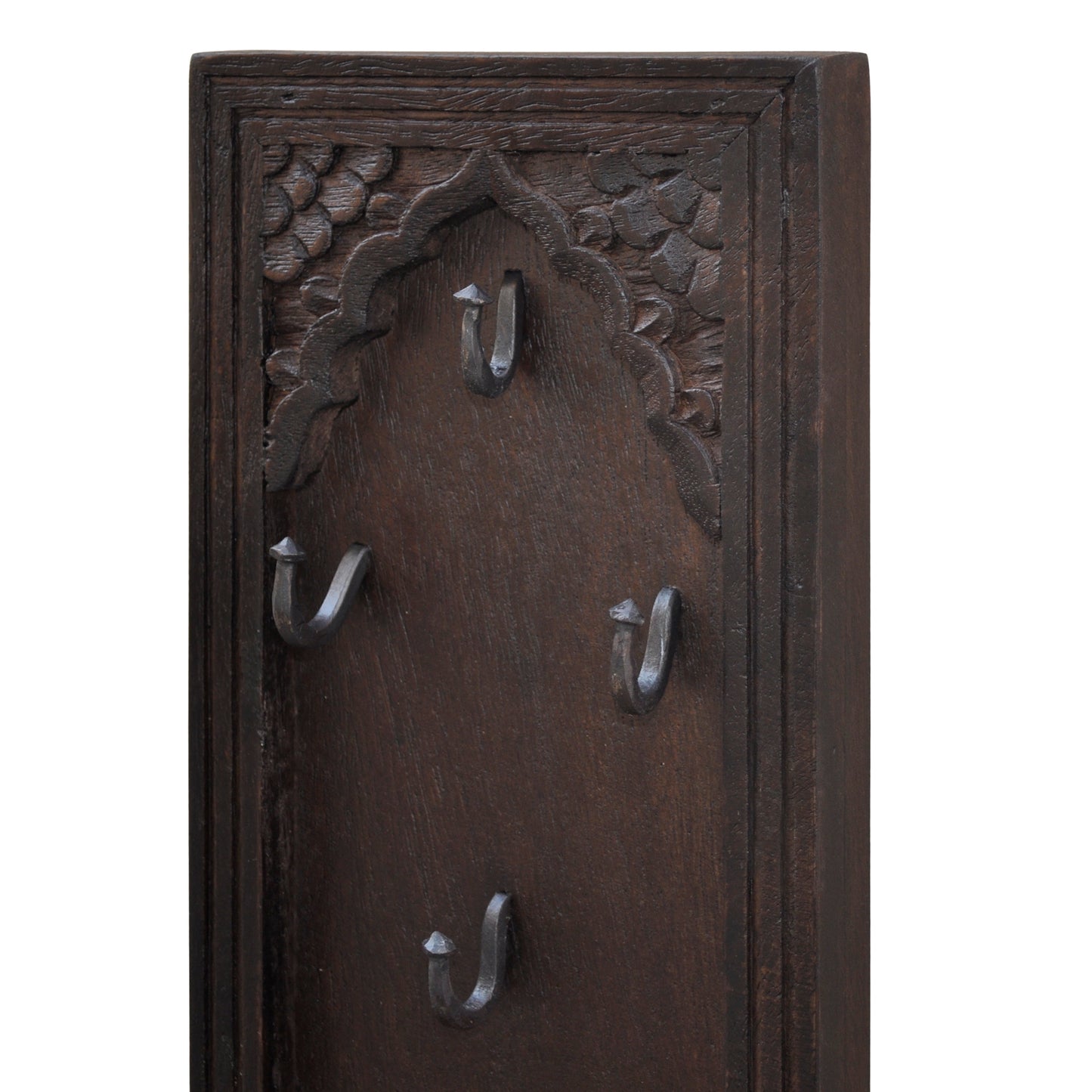 Wood Handcarved Wall Mount Key Holder (R-2294BW)