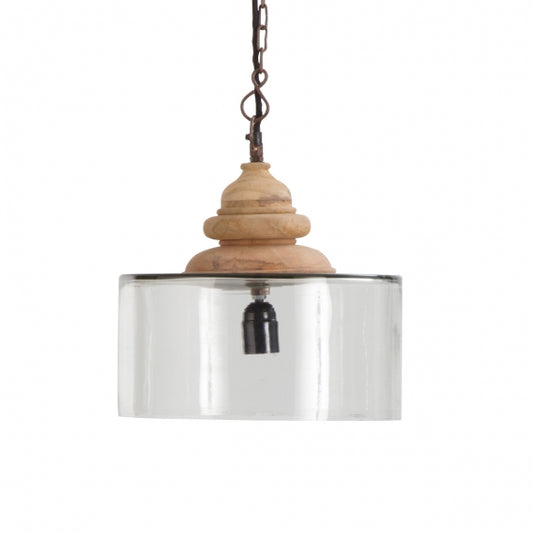 Wood Top Glass Shade Pendant Lamp (R-2932)