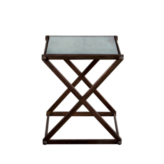 Iron Side Table With Antique Glass Top (R-4069CP)