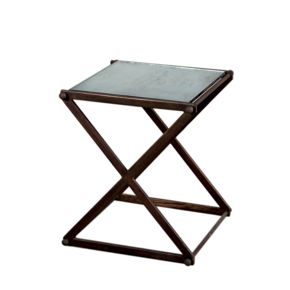 Iron Side Table With Antique Glass Top (R-4069CP)