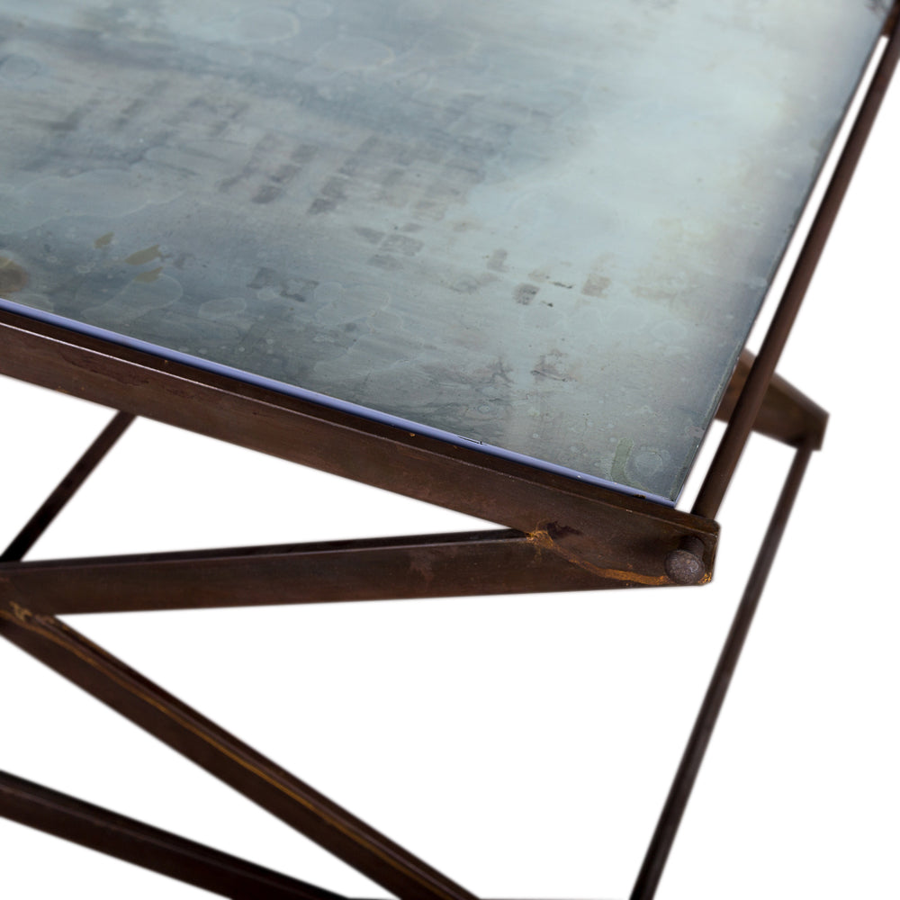 Iron Coffee Table With Antique Glass Top (R-4070CPR)