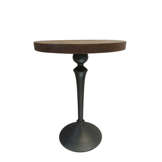Wood Top Iron Base Side Table (R-5023GR)